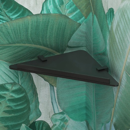 Close up product cut out image of the Origins Living Hudson Black Metal Corner Shelf